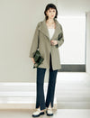 Textured Stand Collar Mid-Length Minimalist Trench Coat