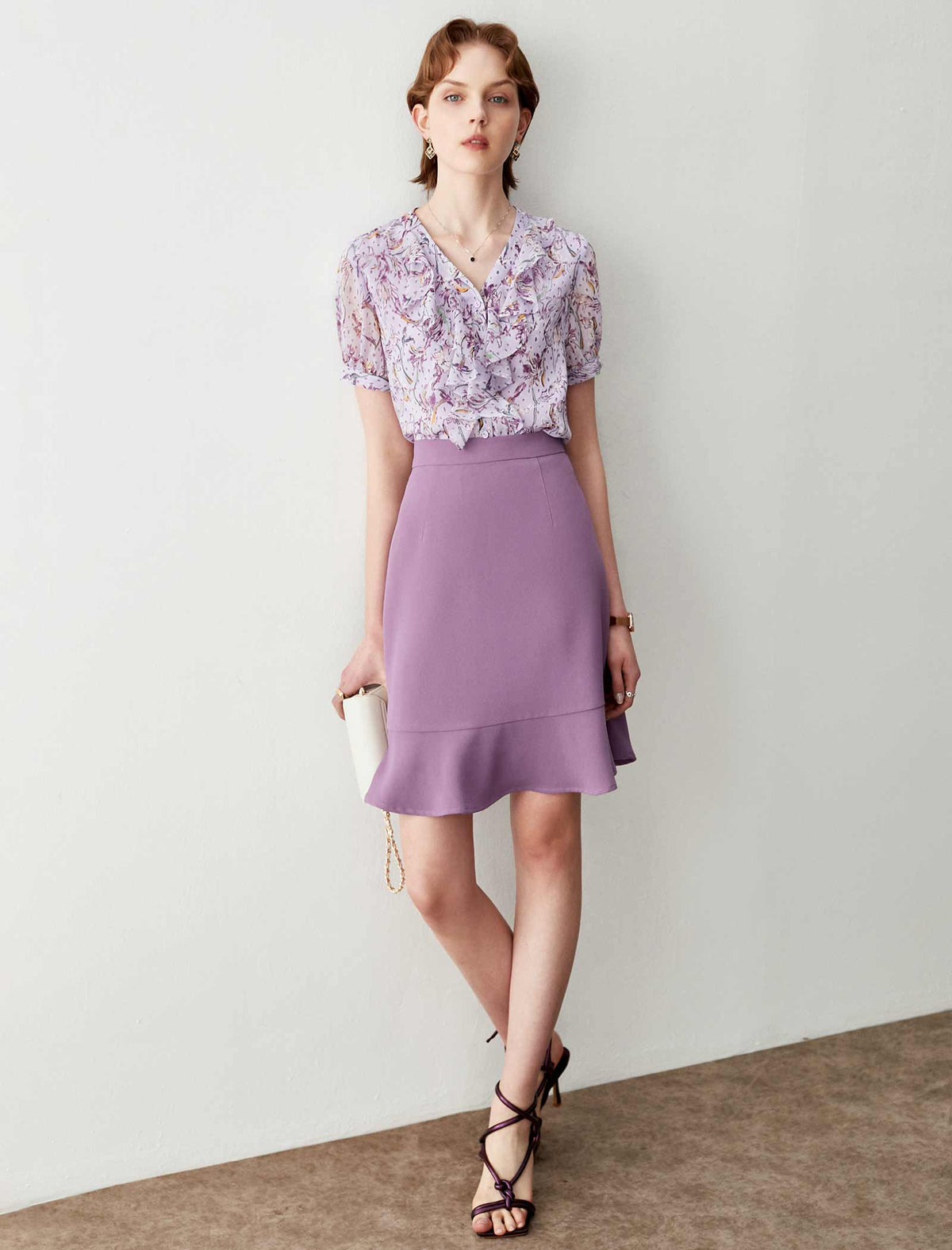 Short Sleeve Floral Chiffon Top