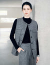 Textured Button Front Sleeveless Utility Vest