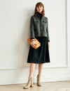 Wool Blend Plaid Long Sleeve Straight-Fit Jacket