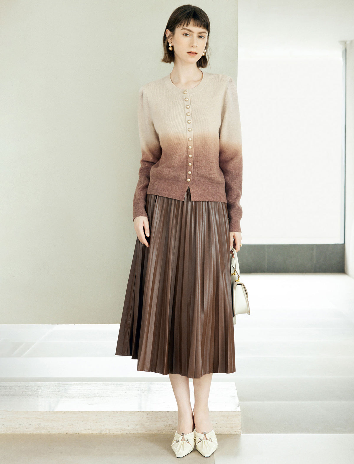Vintage Gradient Round Neck Knit Sweater
