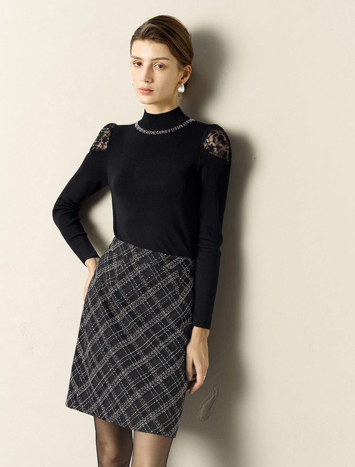 High Neck Slim Fit Base Knit Top