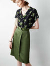 V-Neck Floral Silk Shirt