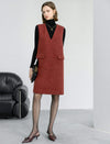 Wool Blend Sleeveless Midi Vest Dress
