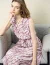 Mauve Zebra Print Sleeveless Midi Dress
