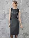 Wool Blend Lace Crewneck Sleeveless Dress