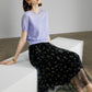 Black Mesh Floral Midi Skirt