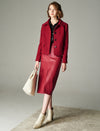 Wool Blend Textured Collared Button-Front Jacket