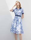 Leaf Print Contrast Trim Shirt Dress