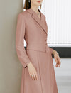 Notched Lapel Work Midi A Line Dress