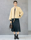 Embossed Cross-Front V-Neck Cropped Jacket