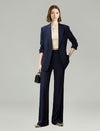 Navy Pinstripe Slight Flared Pants