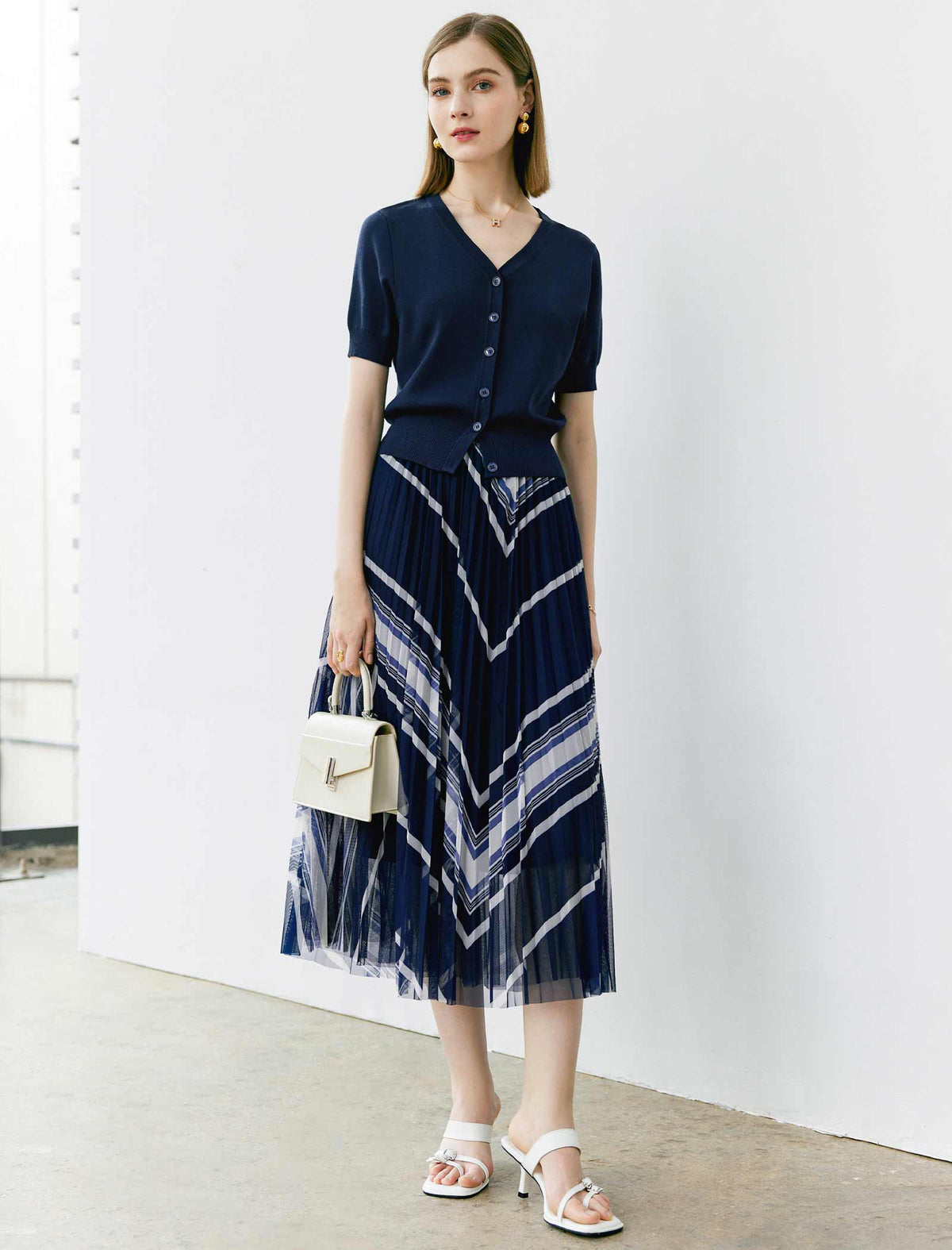 Elegant Printed Pleated Skirt