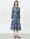 Blue Paisley Tiered Midi Dress