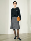Wool Blend Plaid A-Line Skirt