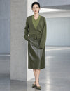 Two in one layered look V neck long-sleeve cardigan