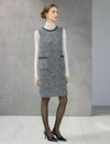Wool Blend Braided-Trim Crewneck Pocket Sleeveless Dress