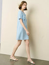 Solid Round Neck Short Sleeve H-line Mini Dress