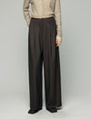 Wool Blend Pleated High-Waist Wide-Leg Pants