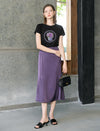 Purple Textured Satin Mermaid Midi Skirt
