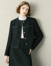 Black Tweed Wool-Blend Jacket