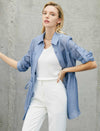Tencel Light Blue Drawstring Shirt