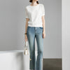 Butterfly Lace Round Neck Short Sleeve Top - White