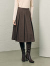Wool Blend High-Waist Accordion-Pleated A-Line Midi Skirt