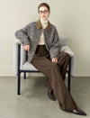 Tweed Wool-Blend Leather Collar Jacket