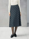Diamond-Pattern High-Waist Mermaid Midi Skirt