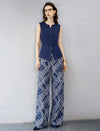 Vintage Geometric Print Wide Leg Trousers