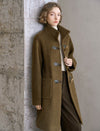 Brown Wool-Blend Toggle Coat