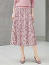 Dusty Pink Lace Pleated Midi Skirt