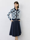 Vintage Pleated A‑Line Midi Skirt