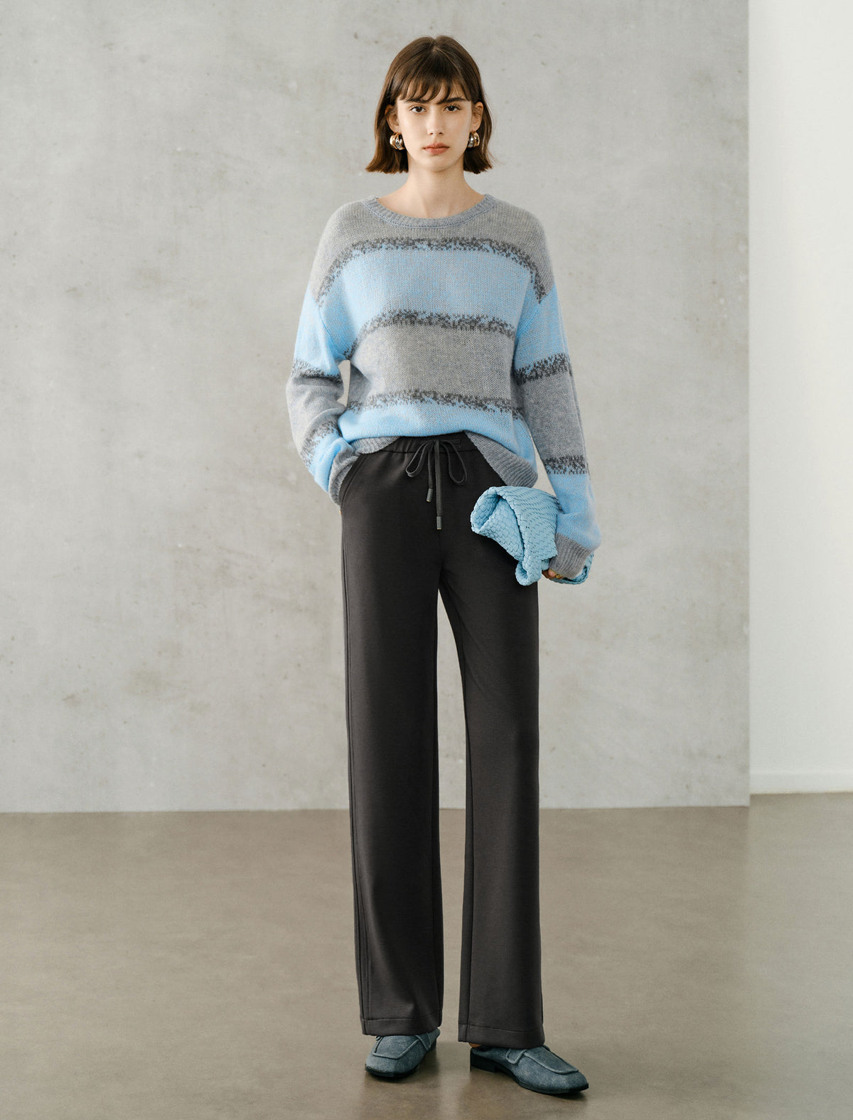 High Waist Drawstring Wide Leg Pants