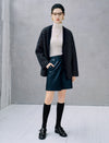 Wool Blend Polka Dot V-Neck Cropped Cardigan
