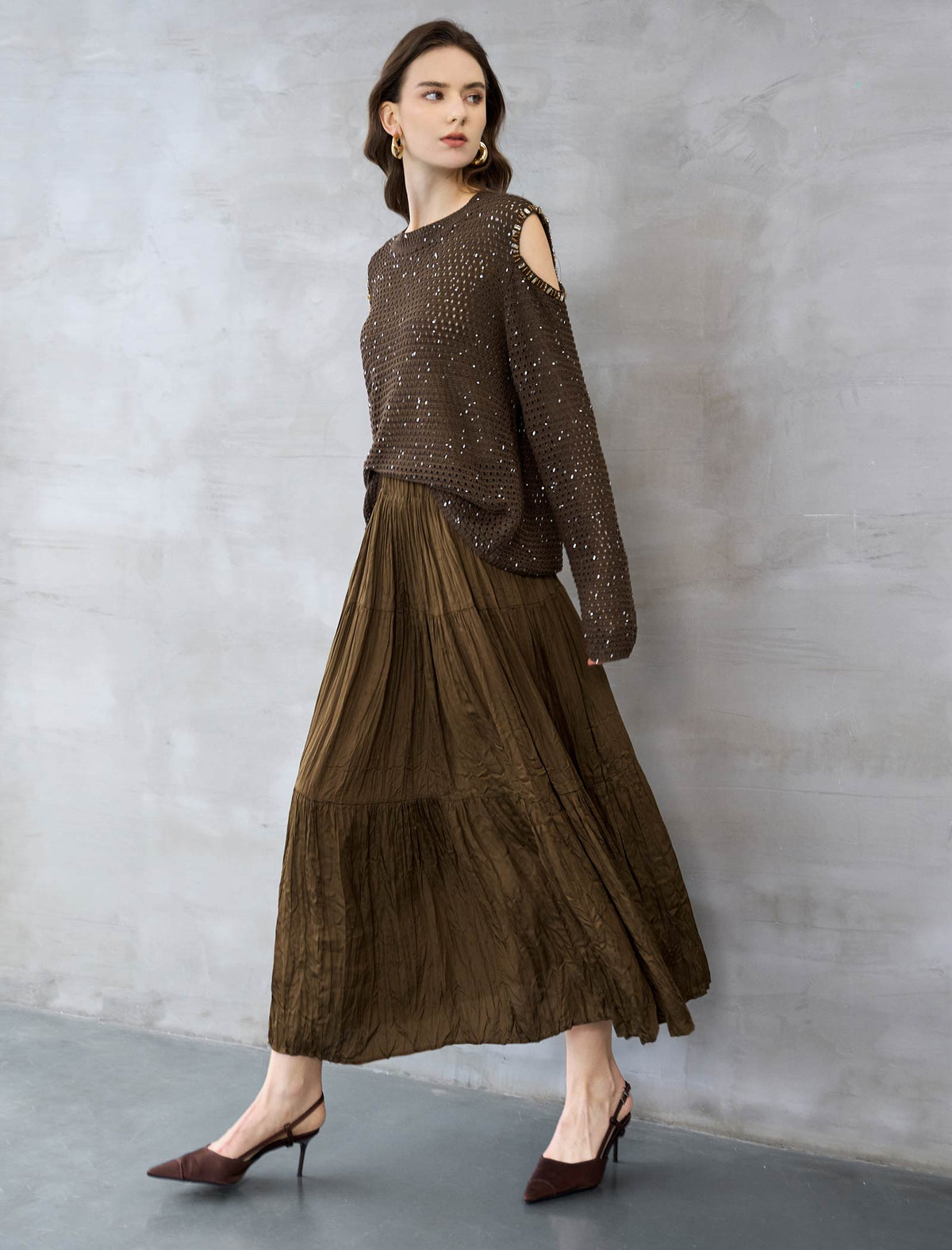 Crinkled Maxi Skirt