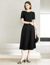 Black Puff Sleeve Midi Dress