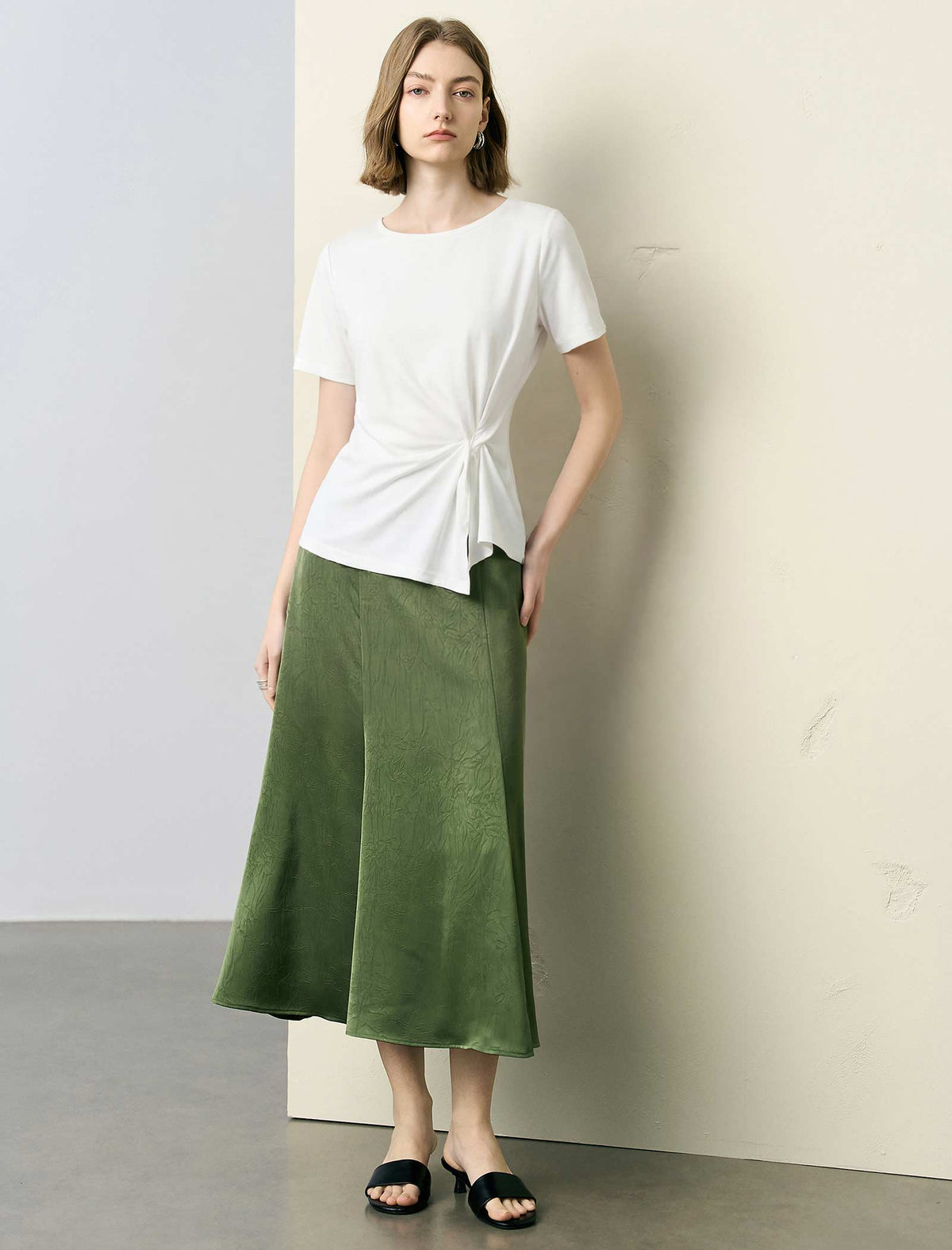 Short‑Sleeve T‑Shirt with Irregular Hem