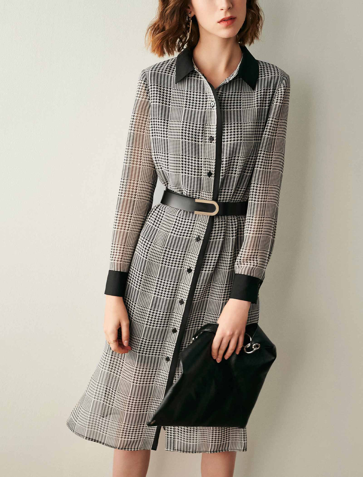 Houndstooth Shirt Dress