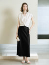 Solid Color Lace Hem Midi Skirt