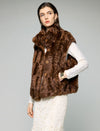 Stand-Collar Button-Front Sleeveless Cropped Vest