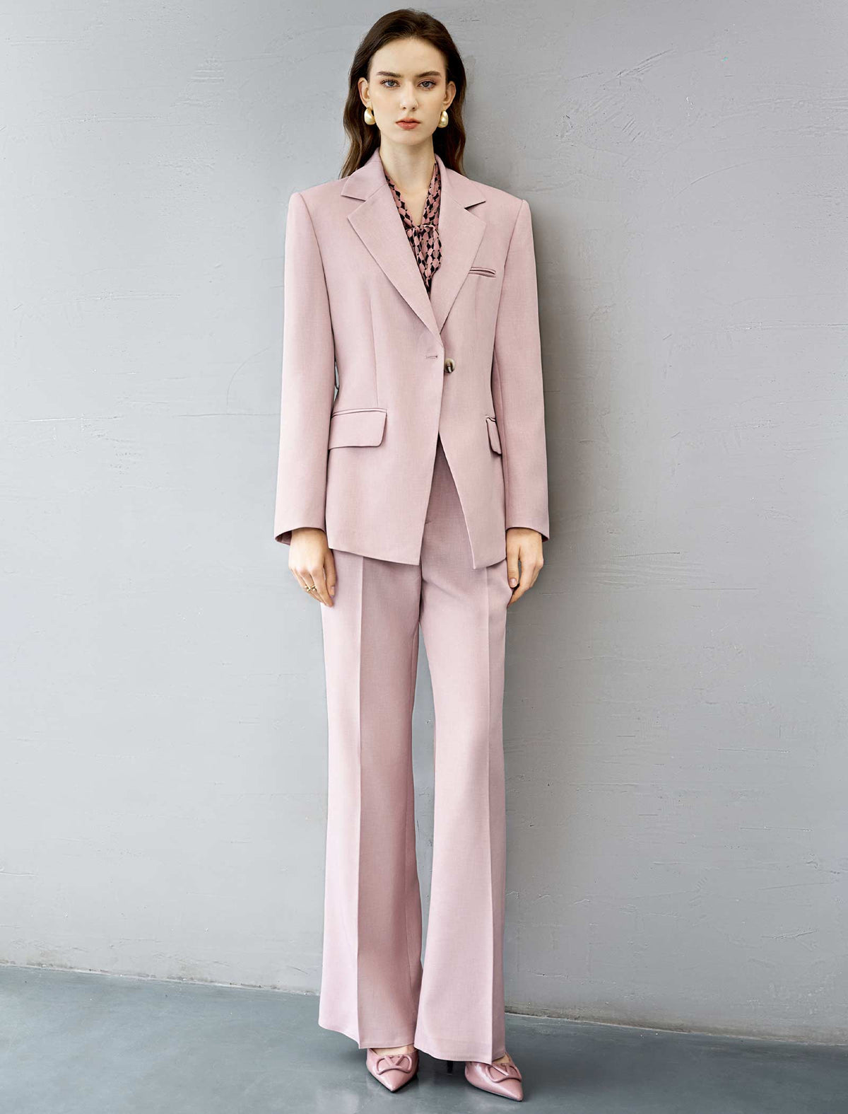 Soft Pink Single-Breasted Blazer