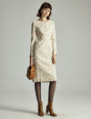 Lace Long Sleeve Fitted Straight-Fit Dress