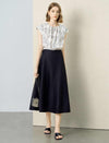 Tencel Linen Floral Print Pearl Button Cap Sleeve Blouse Top