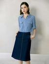 V-Neck Short Sleeve Polo Knit Top