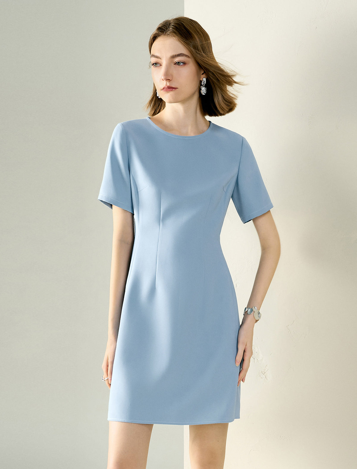 Light Blue Sheath Above Knee Dress