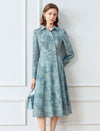 Teal Patterned Shirt Dress