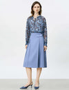 Blue Paisley Tie-Neck Blouse