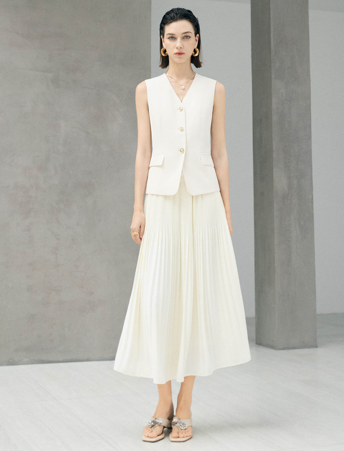Tailored Gold Button Vest Waistcoat